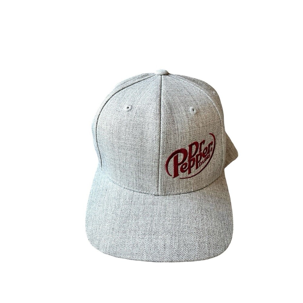 Dr Pepper Snapback Hat Gray Maroon Embroidered Logo Green Underbrim OSFA Cap